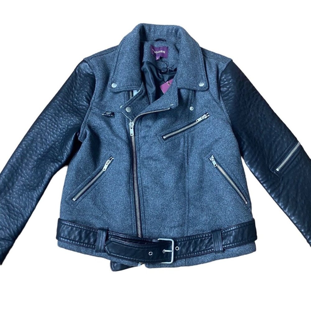 Vigoss Faux Leather & Wool Moto Jacket